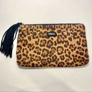 Bebe Suede Leopard Clutch